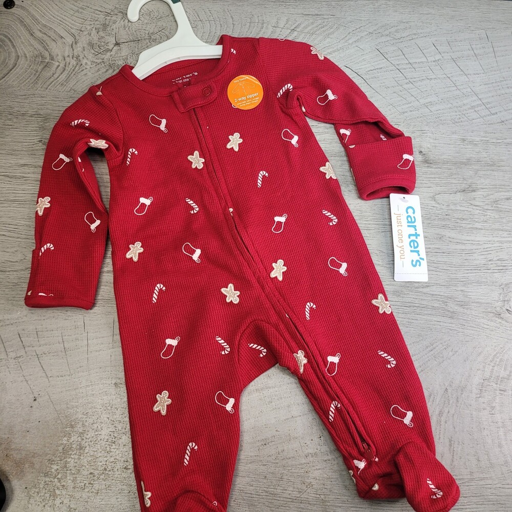 Carter's Just One You Baby Candy Gingerbread Thermal Sleep N' Play Red 3mo NEW